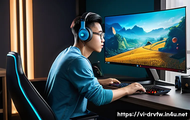 그래픽카드 드라이버와 게임 성능의 관계 - A high-tech gaming setup in a modern Vietnamese home, featuring a sleek desktop PC with the latest N...