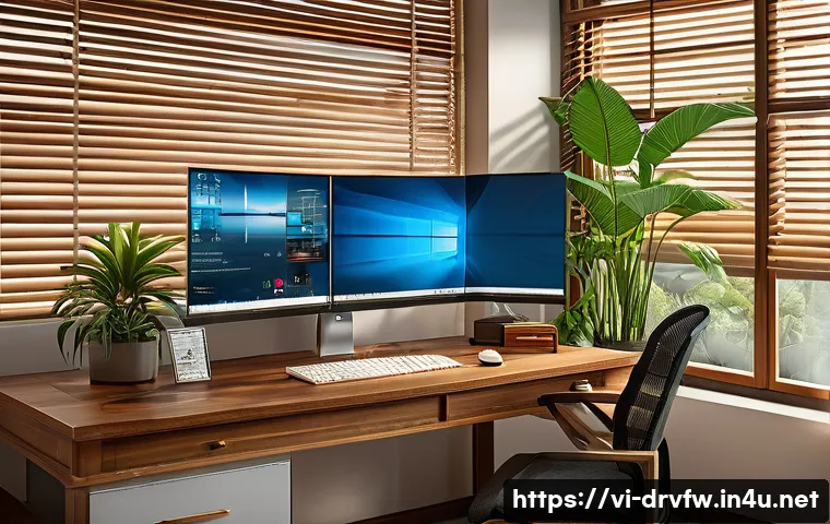 드라이버 설치 순서와 호환성 확인 - A detailed digital illustration of a modern Vietnamese home office setup focused on a high-performan...