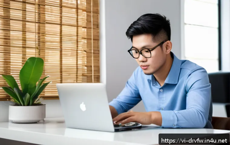 펌웨어 업데이트 중 오류 해결법 - A modern Vietnamese home office scene showing a young professional checking a stable high-speed fibe...